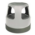 Cramer Scooter Stool, Round, 2-Step, 15", Step and Lock Wheels, 300 lb Capacity, Gray 50011PK-82